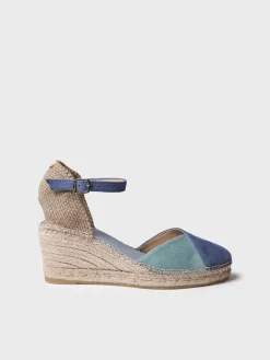 Toni Pons BERAL - Women's espadrille in two-tone suede with wedge INDIGO-AQUA Hot
