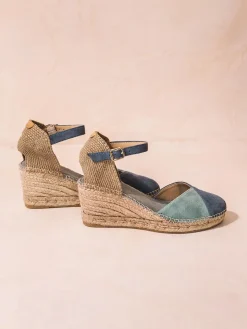 Toni Pons BERAL - Women's espadrille in two-tone suede with wedge INDIGO-AQUA Hot