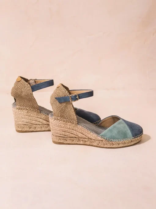 Toni Pons BERAL - Women's espadrille in two-tone suede with wedge INDIGO-AQUA Hot