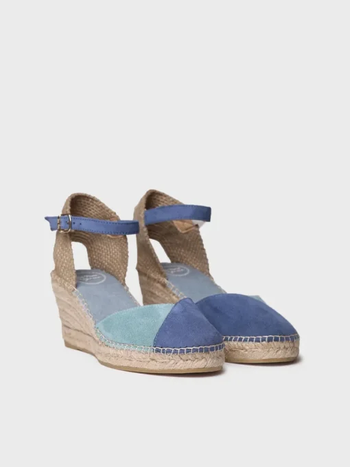 Toni Pons BERAL - Women's espadrille in two-tone suede with wedge INDIGO-AQUA Hot