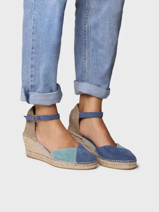Toni Pons BERAL - Women's espadrille in two-tone suede with wedge INDIGO-AQUA Hot