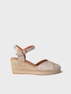 Toni Pons BIANCA-AS - Women's leather espadrille with wedge CHAMPAGNE Discount