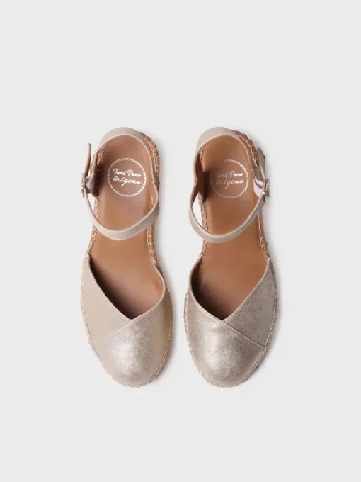 Toni Pons BIANCA-AS - Women's leather espadrille with wedge CHAMPAGNE Discount