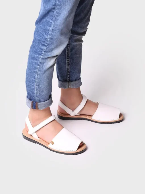 Toni Pons COVA-SA - Children's shoe in leather with velcro closure WHITE Clearance