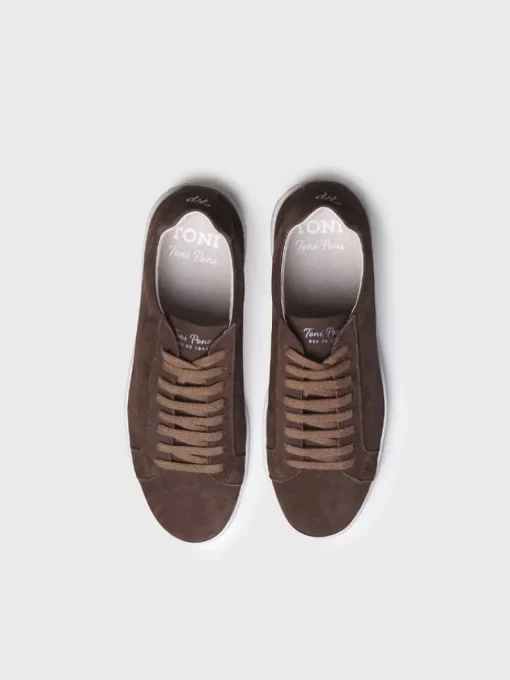 Toni Pons DALMAU - Men's nubuck leather trainer with laces BROWN Online