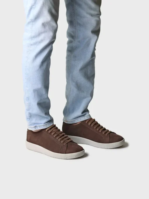 Toni Pons DALMAU - Men's nubuck leather trainer with laces BROWN Online