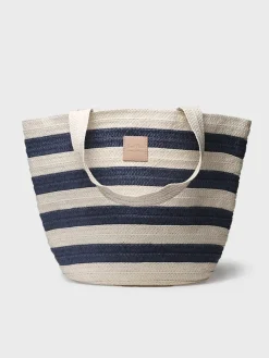Toni Pons DESI - Large women's raffia bag with sailor stripes BLUE Clearance