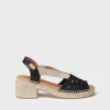 Toni Pons DIMA - Women's leather espadrille with wide heel and elastic BLACK Clearance