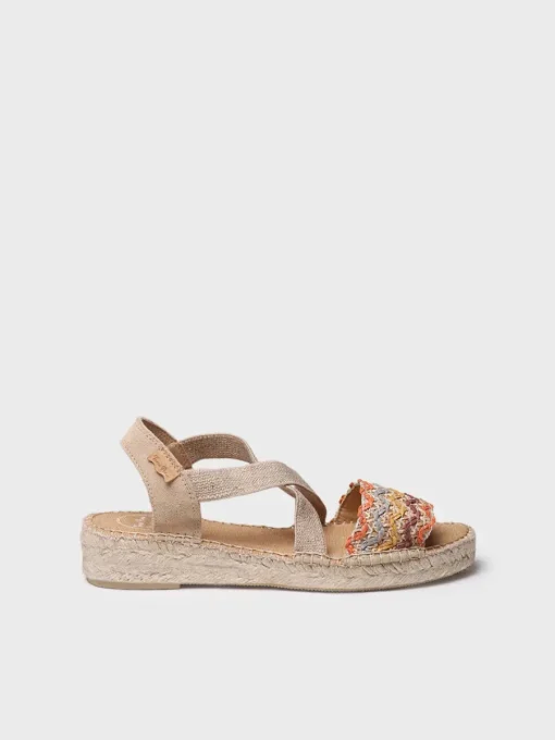 Toni Pons EIDER-RS - Women's espadrille with jute wedge and multicolour bands EARTH New