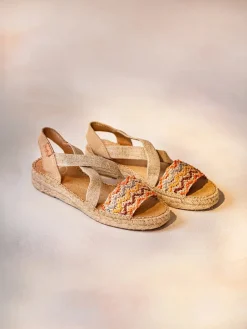Toni Pons EIDER-RS - Women's espadrille with jute wedge and multicolour bands EARTH New
