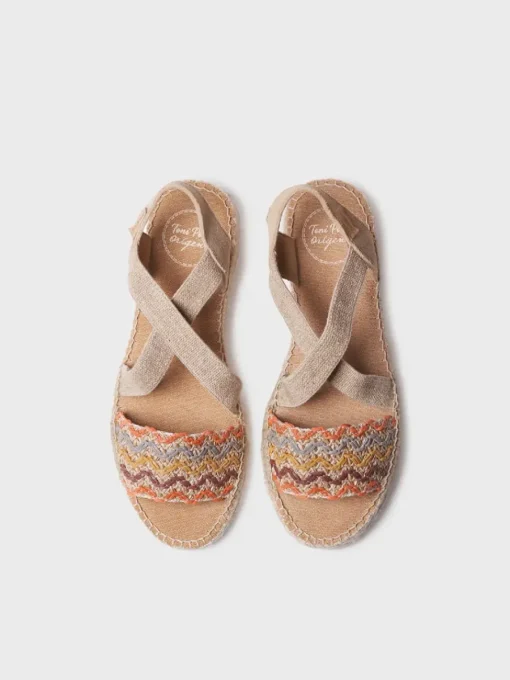 Toni Pons EIDER-RS - Women's espadrille with jute wedge and multicolour bands EARTH New
