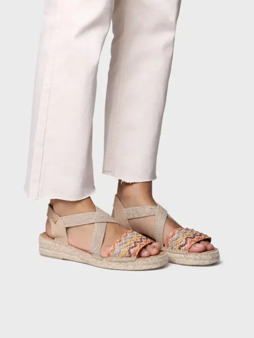 Toni Pons EIDER-RS - Women's espadrille with jute wedge and multicolour bands EARTH New