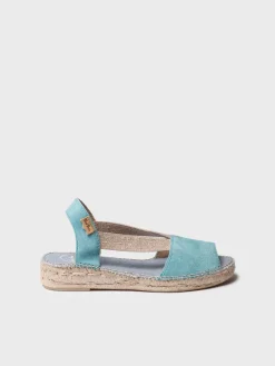 Toni Pons ELLA - Women's flat suede espadrilles AQUA New