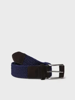 Toni Pons ERIC - Men's leather and fabric belt BLUE New