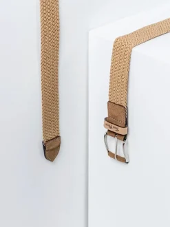 Toni Pons ERIC - Men's leather and fabric belt BROWN Discount