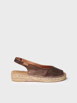 Toni Pons ERICA-AS - Women's peep toe espadrille in shiny leather BRONZE Sale