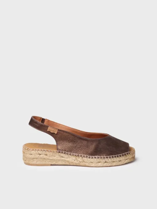 Toni Pons ERICA-AS - Women's peep toe espadrille in shiny leather BRONZE Sale