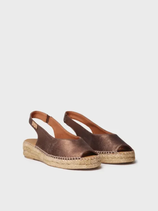 Toni Pons ERICA-AS - Women's peep toe espadrille in shiny leather BRONZE Sale