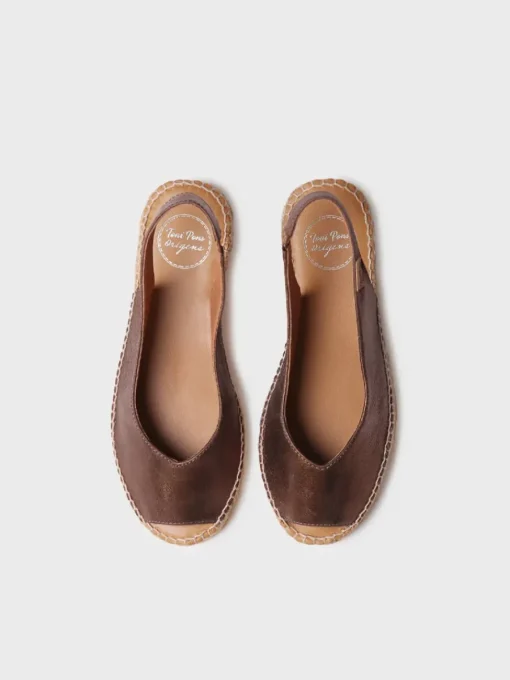 Toni Pons ERICA-AS - Women's peep toe espadrille in shiny leather BRONZE Sale