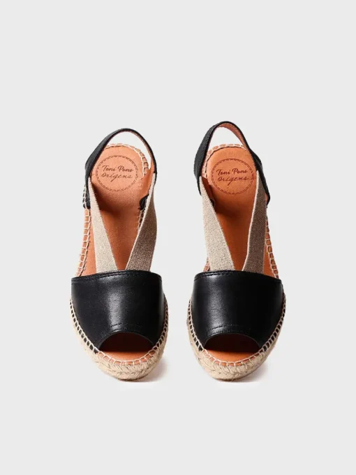 Toni Pons ETNA - Flat leather sandal with elastics NEGRO Best