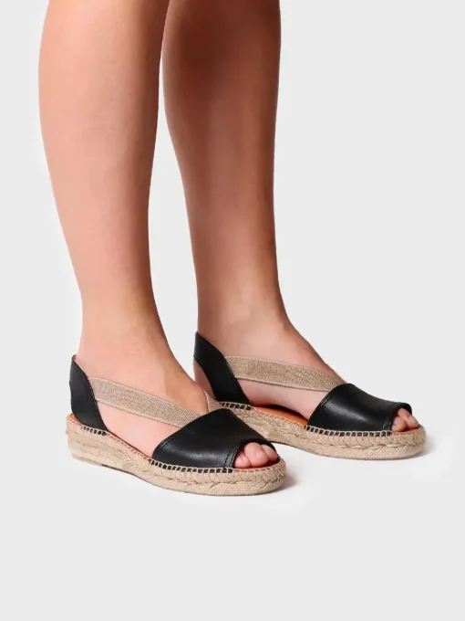 Toni Pons ETNA - Flat leather sandal with elastics NEGRO Best