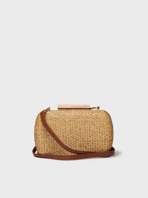 Toni Pons GAITA - Women's raffia clutch with satin lining BROWN Best