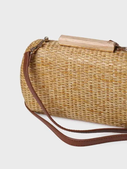 Toni Pons GAITA - Women's raffia clutch with satin lining BROWN Best