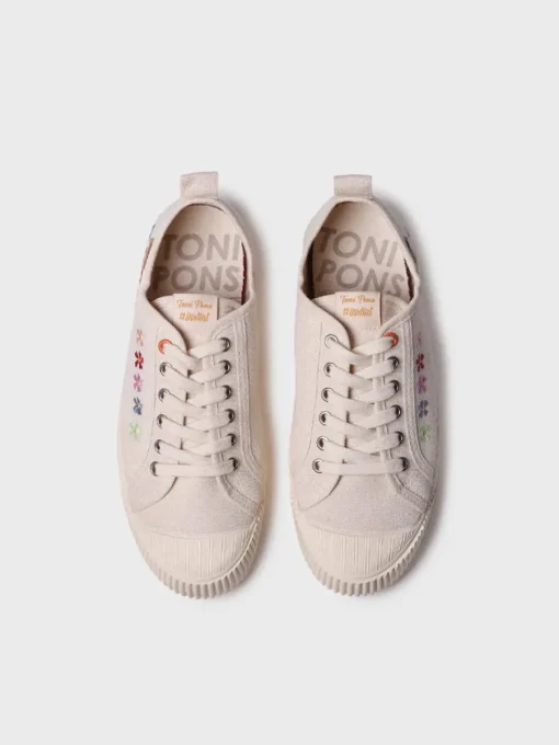 Toni Pons GILDA-EA - Low-top women's trainer in recycled cotton and embroidery RAW Hot