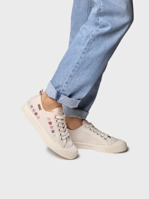 Toni Pons GILDA-EA - Low-top women's trainer in recycled cotton and embroidery RAW Hot