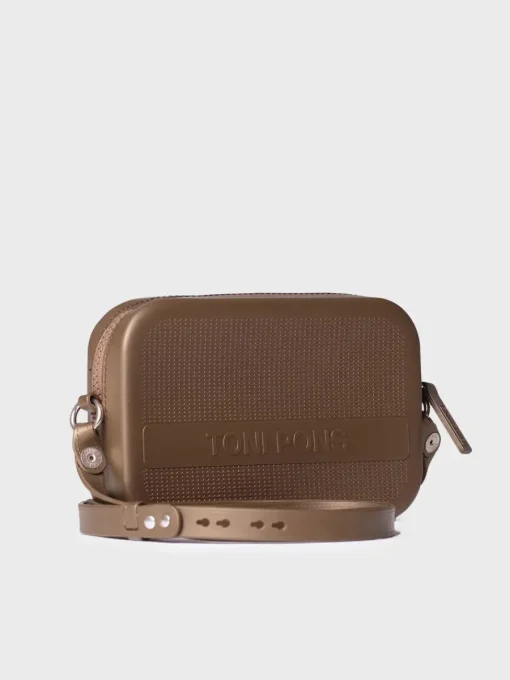 Toni Pons GINGER - Black rubber shoulder bag BROWN Hot
