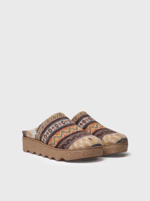 Toni Pons JOYCE-YA - Women's slipper with ethnic motifs BROWN Hot