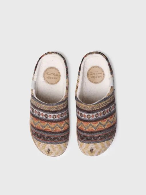 Toni Pons JOYCE-YA - Women's slipper with ethnic motifs BROWN Hot