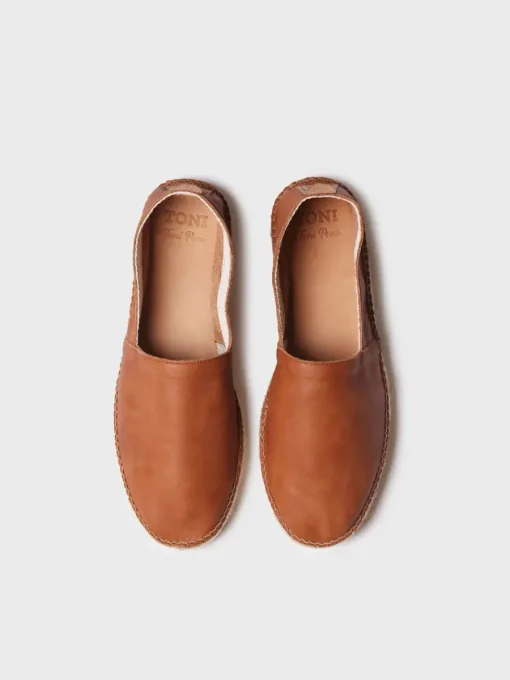 Toni Pons MINO - Closed men's espadrille in leather with jute sole CAMEL Online