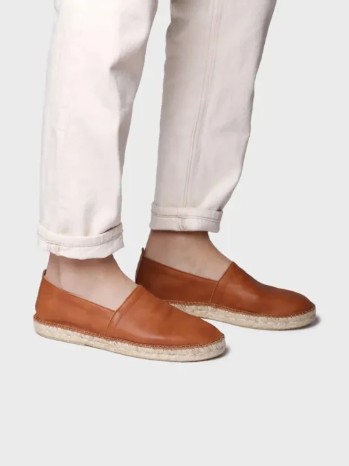 Toni Pons MINO - Closed men's espadrille in leather with jute sole CAMEL Online