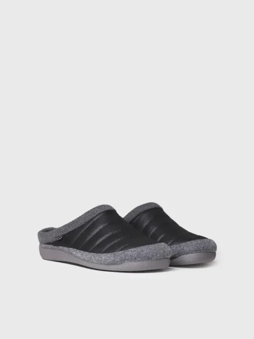 Toni Pons NIX-TK - Clog-style slipper in padded fabric and felt BLACK Clearance