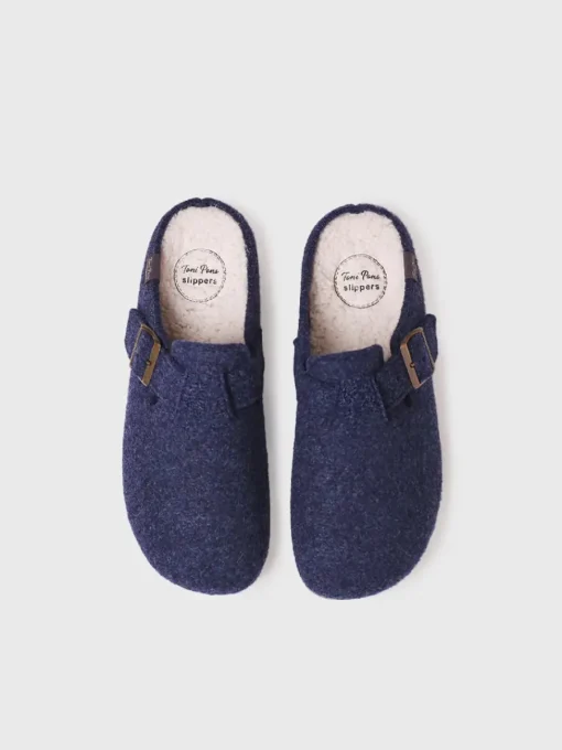 Toni Pons NORTON-FP - Men's clog-style slipper in felt BLUE Online