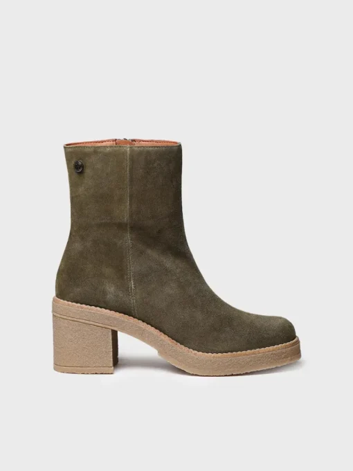 Toni Pons PIANI-SY - Women's Wide Heel Ankle boot in Suede GREEN Hot