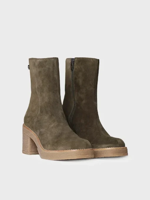 Toni Pons PIANI-SY - Women's Wide Heel Ankle boot in Suede GREEN Hot