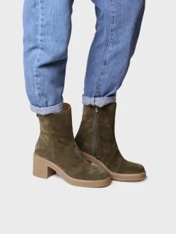 Toni Pons PIANI-SY - Women's Wide Heel Ankle boot in Suede GREEN Hot