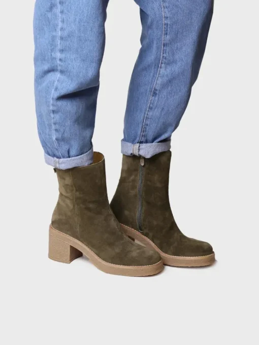 Toni Pons PIANI-SY - Women's Wide Heel Ankle boot in Suede GREEN Hot