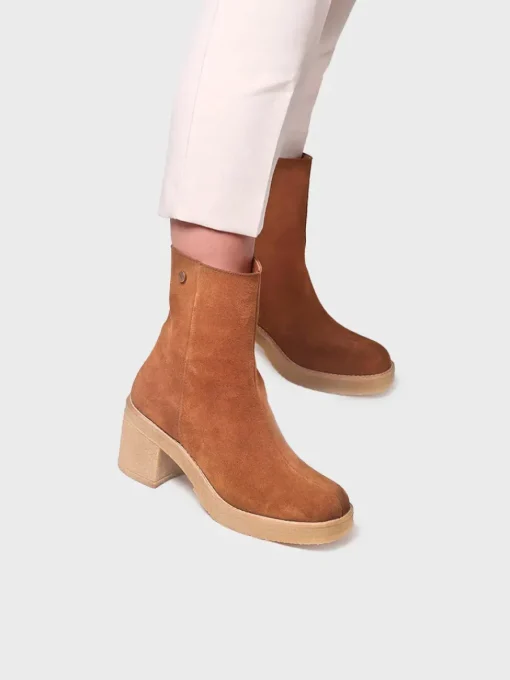 Toni Pons PIANI-SY - Women's Wide Heel Ankle boot in Suede BROWN Hot