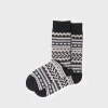 Toni Pons QUEL-YA - Unisex cotton socks with border BLACK Outlet