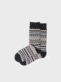 Toni Pons QUEL-YA - Unisex cotton socks with border BLACK Outlet