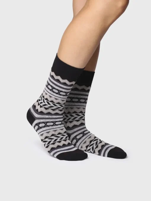 Toni Pons QUEL-YA - Unisex cotton socks with border BLACK Outlet