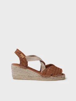 Toni Pons SALINA - Open espadrille for women in braided leather with wedge BROWN Fashion