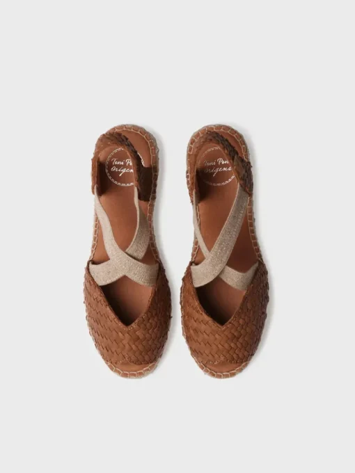 Toni Pons SALINA - Open espadrille for women in braided leather with wedge BROWN Fashion