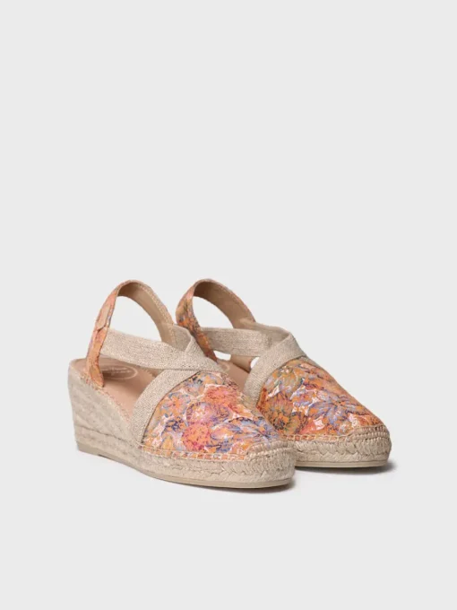 Toni Pons TELVA-LL - Women's espadrille in printed leather with wedge and elastics MULTICOLOR Online