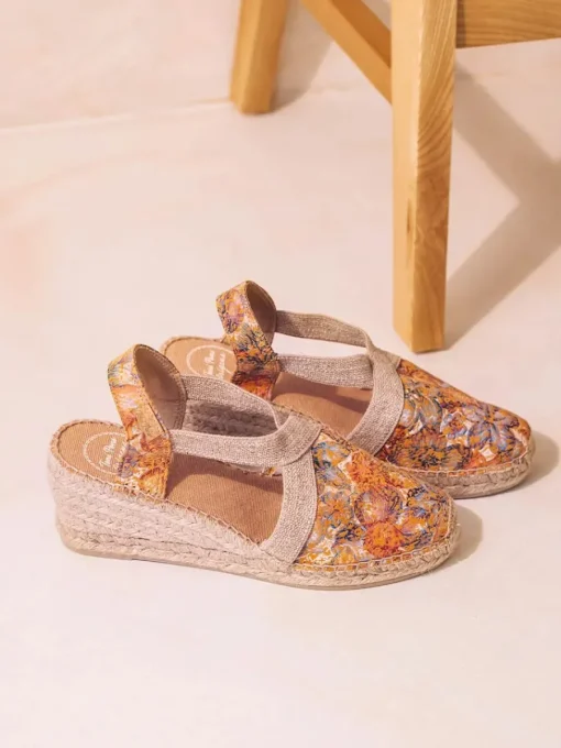 Toni Pons TELVA-LL - Women's espadrille in printed leather with wedge and elastics MULTICOLOR Online